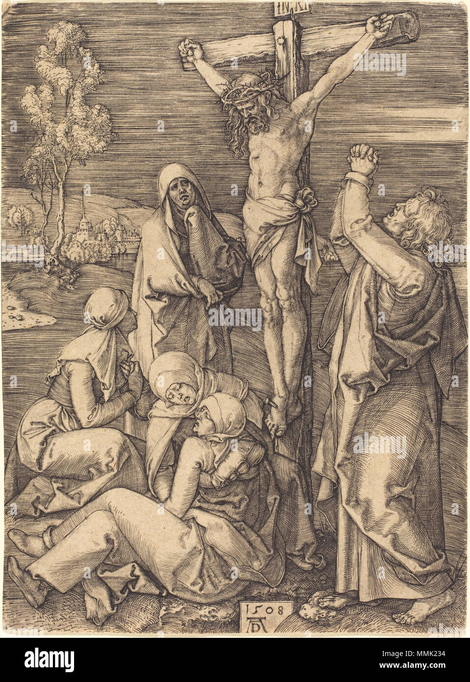 R-20101021-0067.jpg Albrecht Dürer (Allemand, 1471 - 1528 ), la Crucifixion, 1508, gravure, Rosenwald Collection Albrecht Dürer - La Crucifixion (NGA 1943.3.3496) Banque D'Images