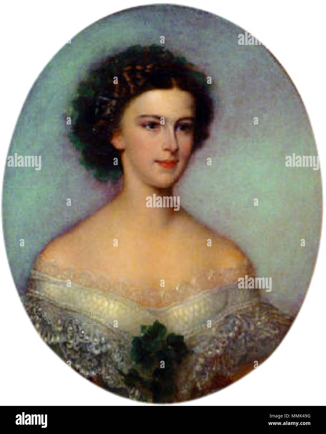 Portrait de l'Impératrice Elisabeth d'Autriche (1837-1898). 1855. Kaiserin Elisabeth im Efeuschmuck Banque D'Images