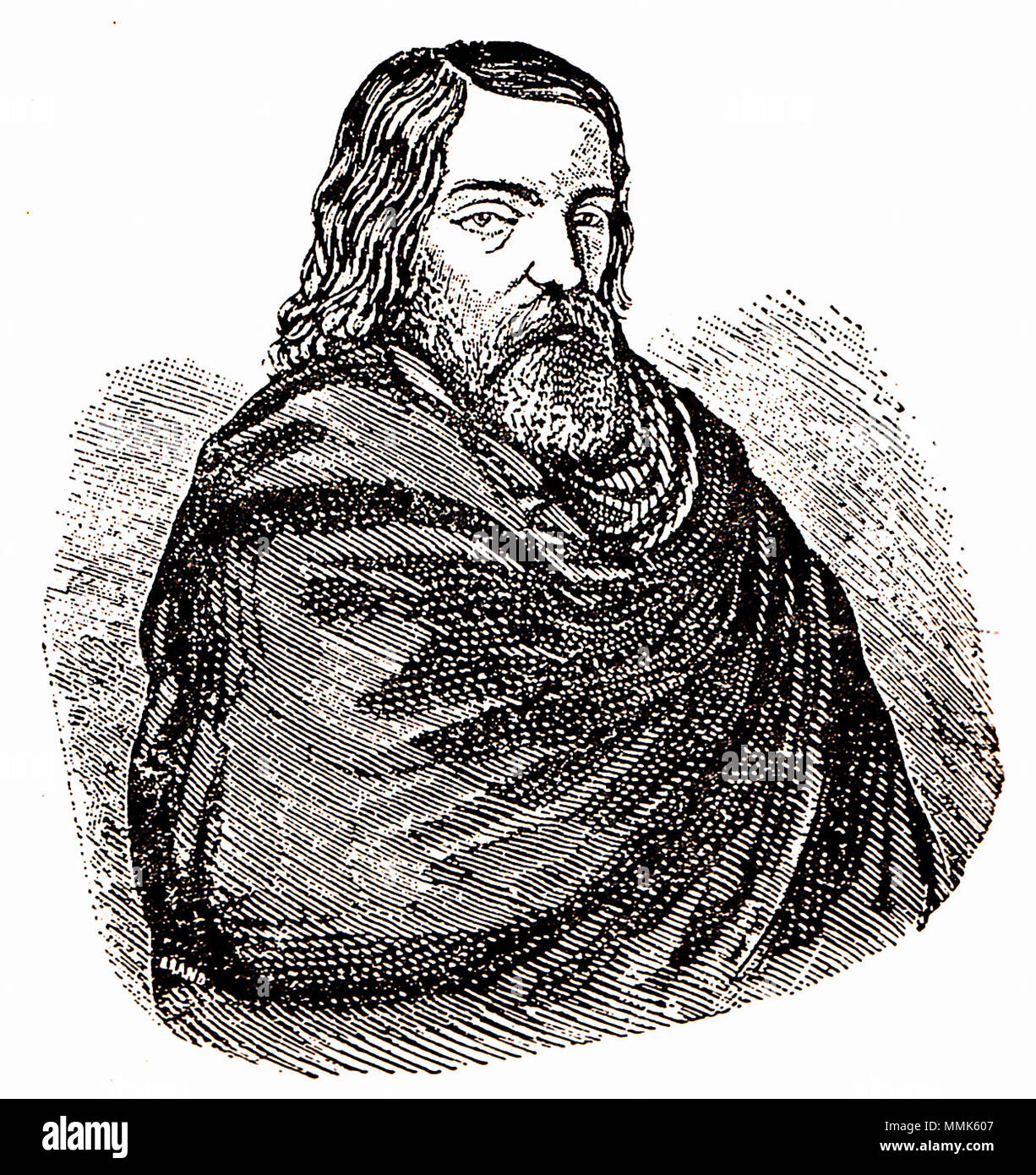 . Anglais : Portrait du poète et révolutionnaire de Valachie C. A. Rosetti. Rosetti est vêtu d'une cape, qui fait partie de son costume maçonnique. . Vers 1850. D. Ion Negulici - C. A. Rosetti, ILR 166 desen Banque D'Images