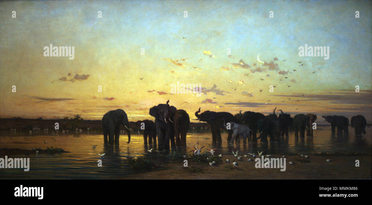 Anglais : des éléphants d'Afrique. avant 1867. Les éléphants d Afrique-Charles-Emile de Tournemine-IMG 8136 Banque D'Images