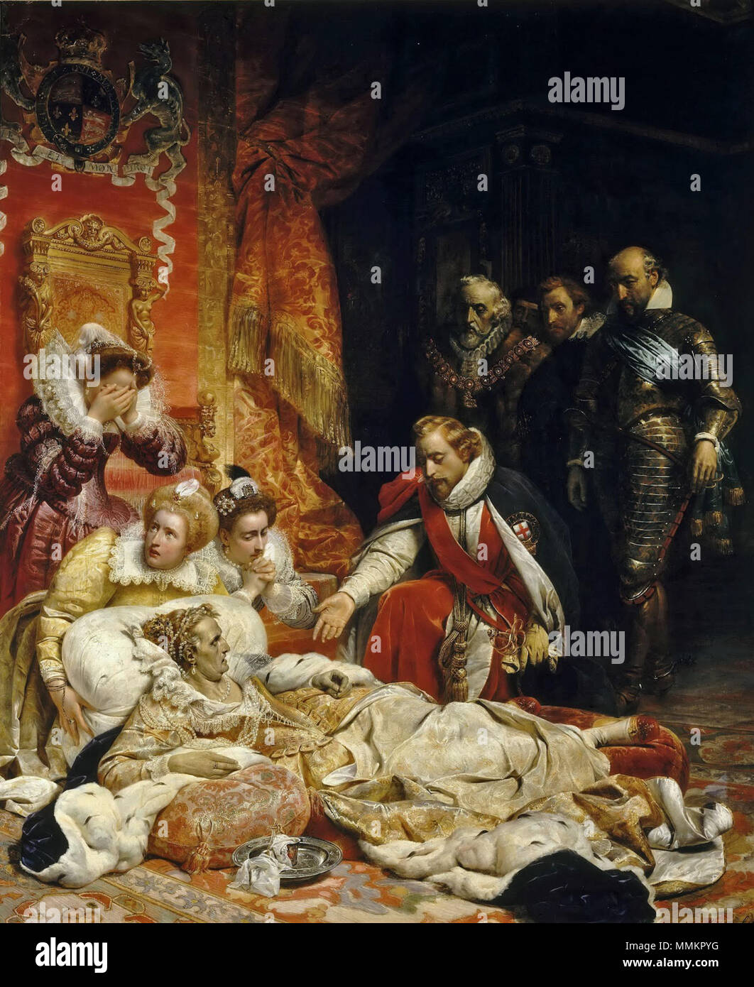 La mort d'Elizabeth I, reine d'Angleterre. 1828. DelarocheQueenElizabeth Banque D'Images