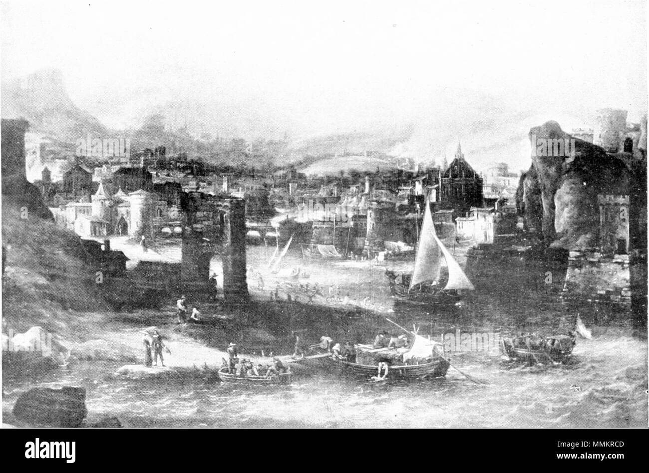 Vue d'un port étranger avec différents navires. 1654. Vue d'un port étranger avec différents navires par Jan Abrahamsz. Beerstraaten Museum Boijmans Van Beuningen 1034 Banque D'Images