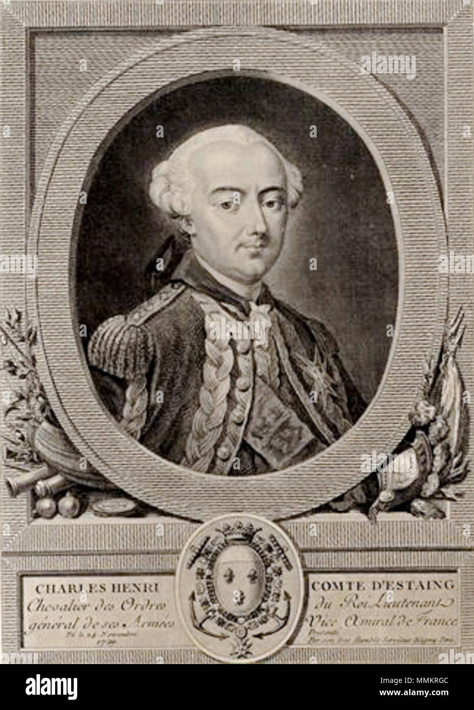 . English : Charles-Henri comte d'Estaing . 18e siècle. Charles-Etienne Gaucher, Jean-François Sablet, dit le Romain 42 Amiral d'Estaing Banque D'Images