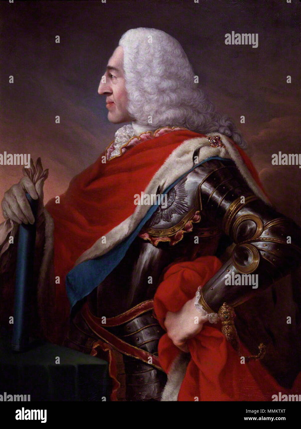 Par Louis Gabriel Blanchet, huile sur toile, 1741 Le prince Jacques François Édouard Stuart (1741) Banque D'Images