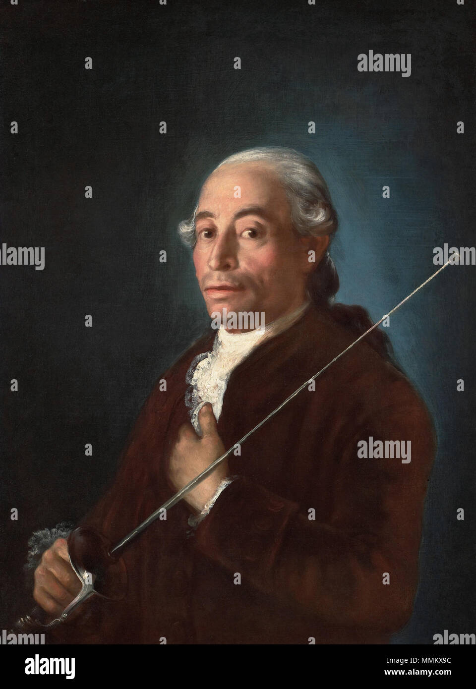 . Español : Francesco Sabatini o Hombre con un sable de esgrima o Retrato de hombre con florete Q30005145. Entre 1775 et 1779. Francesco Sabatini par Goya Banque D'Images