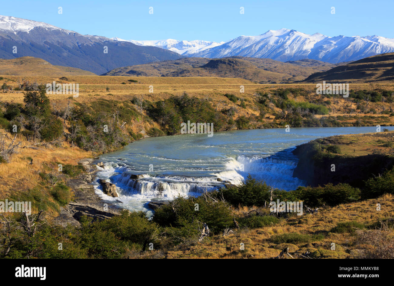 Cascada Paine, Rio Paine, Parc National Torres del Paine, Patagonie Banque D'Images