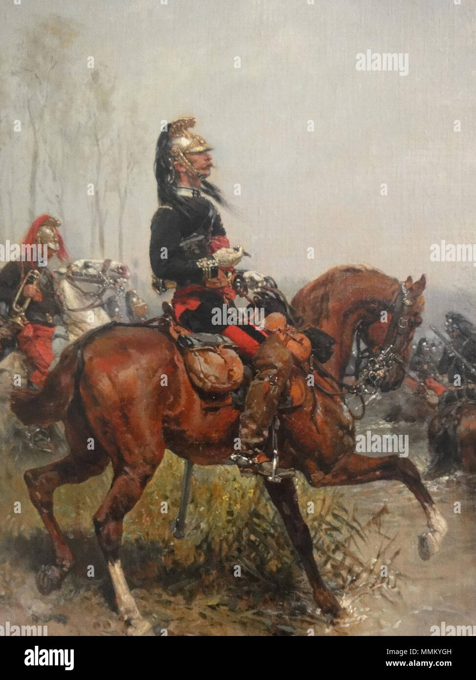 . English : Alphonse de Neuville 1878 'Officier de Dragons traversant une rivière' . 1878 peinture, photo 2012-09-18 14:50:27. de la photo Gind2005, de la peinture, Alphonse de Neuville -- 40 Alphonse de Neuville 1878 Banque D'Images