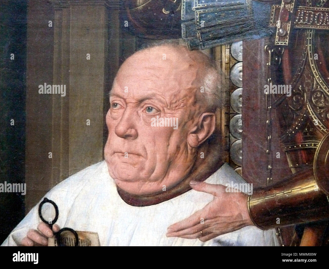 La Madone avec le chanoine van der Paele (détail). 1436. Groeninge Bruges Joris van der Paele Banque D'Images