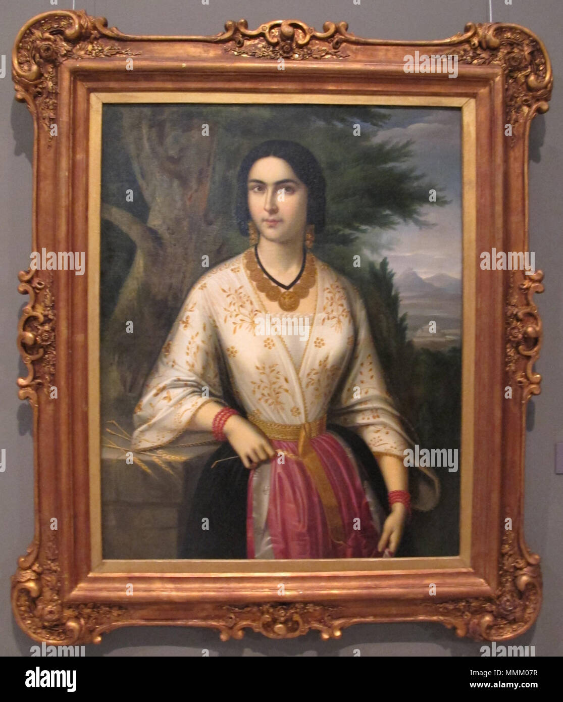 . Portrait d'une femme . 19e siècle. Gheorghe Tattarescu, Ritratto di donna con collana, 1853 Banque D'Images