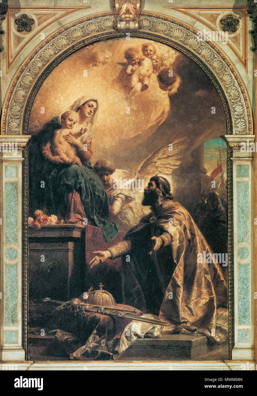 Benczúr - Peinture de St Stephen dans la basilique de Budapest Banque D'Images
