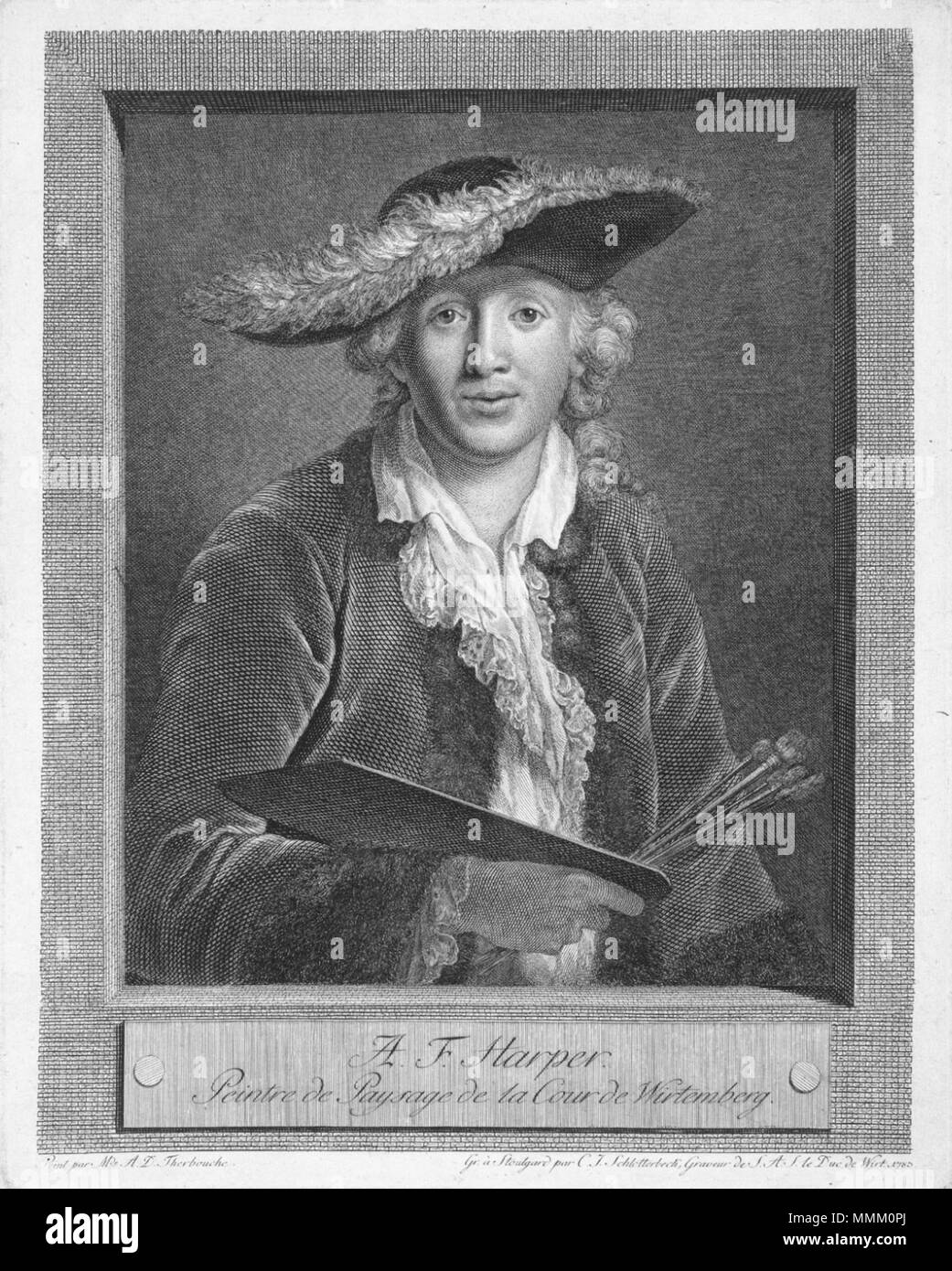 Adolf Friedrich Harper (1725 - 1806), peintre paysagiste allemand à la Cour d'Würtemburg Adolf Friedrich Harper (1725 - 1806), peintre paysagiste allemand à la Cour d'Würtemburg, par Christian Jakob Schlotterbeck (1757 - 1811) Banque D'Images