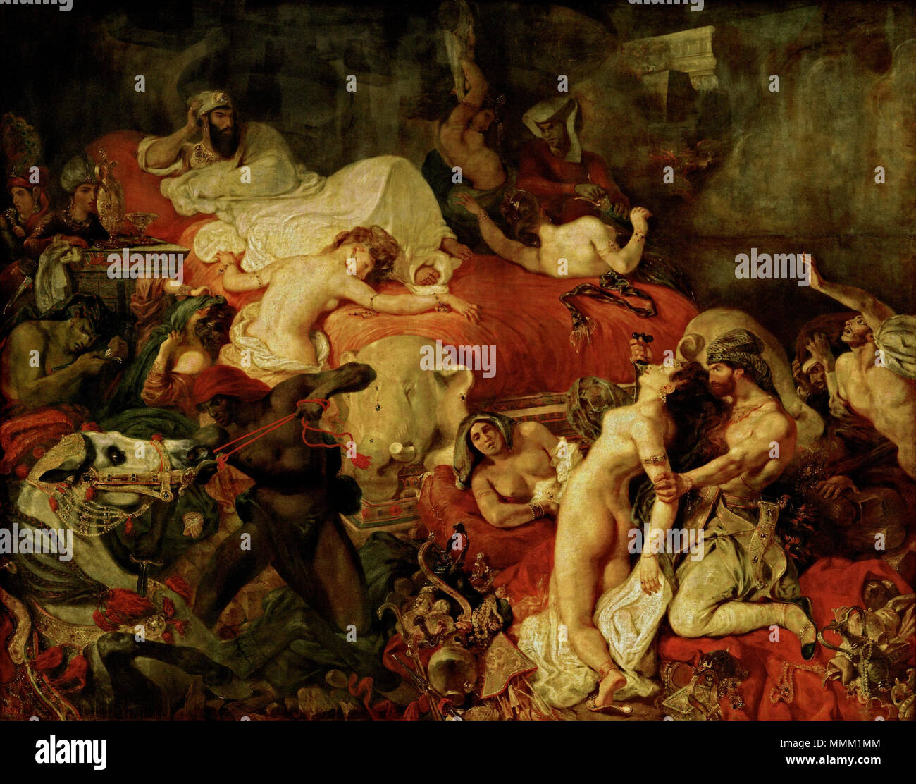 Anglais : Mort de Sardanapale. Español : Muerte de Sardanápalo. Deutsch : Der tod des Sardanapal. Italiano : La Morte di Sardanapalo. Français : La Mort de Sardanapale. Exposé à Paris au Salon de 1827. Delacroix - La Mort de Sardanapale (1827) Banque D'Images