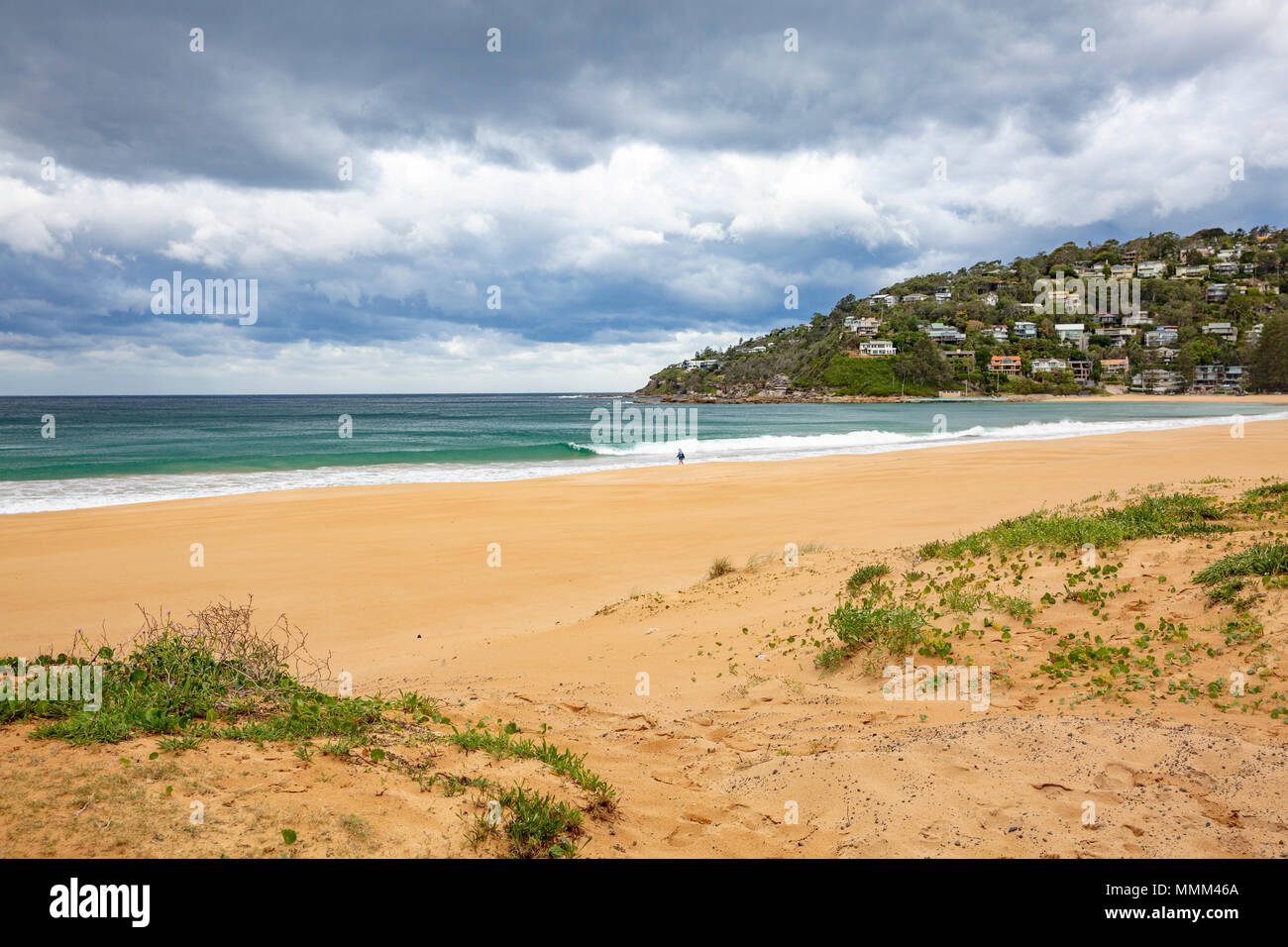 Palm beach sur les plages du nord de Sydney sur un ASutumn avec jour ciel gris,Sydney, Australie Banque D'Images