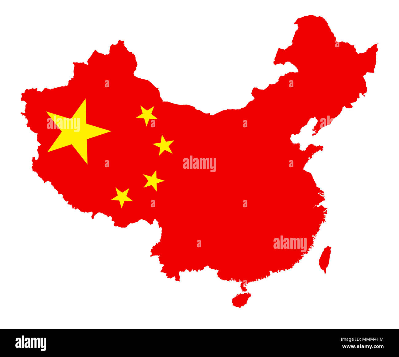 China map Vector avec drapeau national isolated on white Banque D'Images