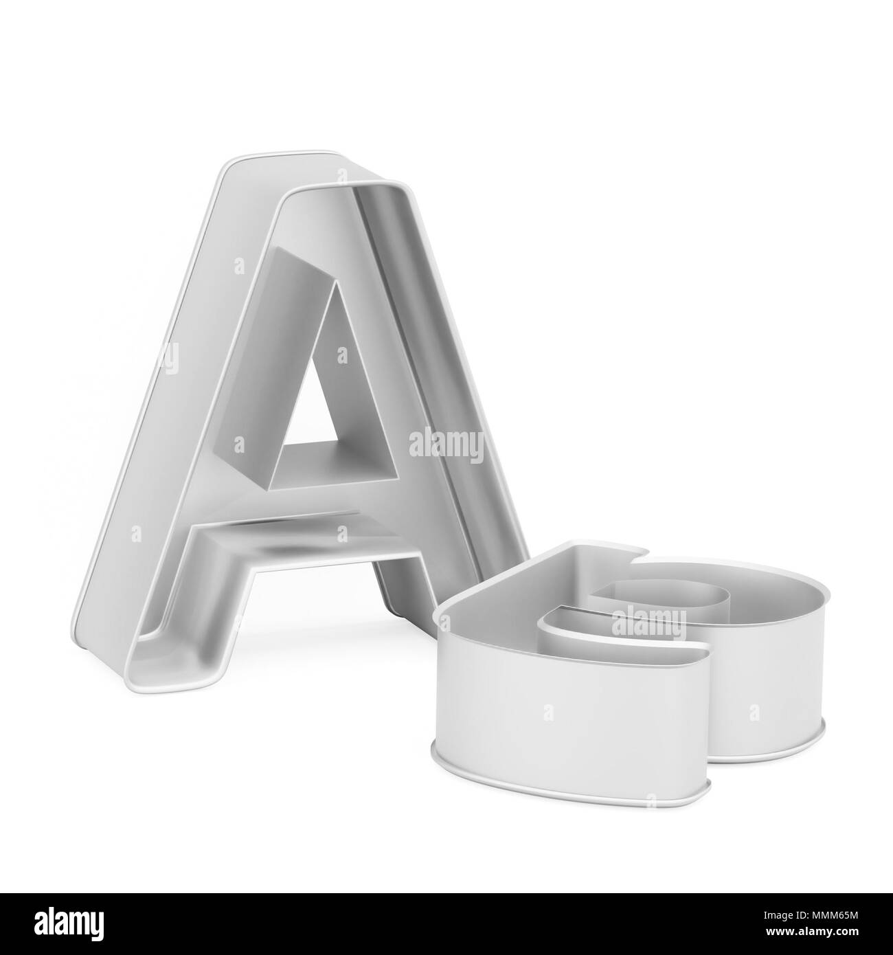 Moule à gâteau de cuisson métal emporte-pièce ou série de lettres minuscules et de capital comme un sur fond blanc, l'image de la police en rendu 3D Banque D'Images