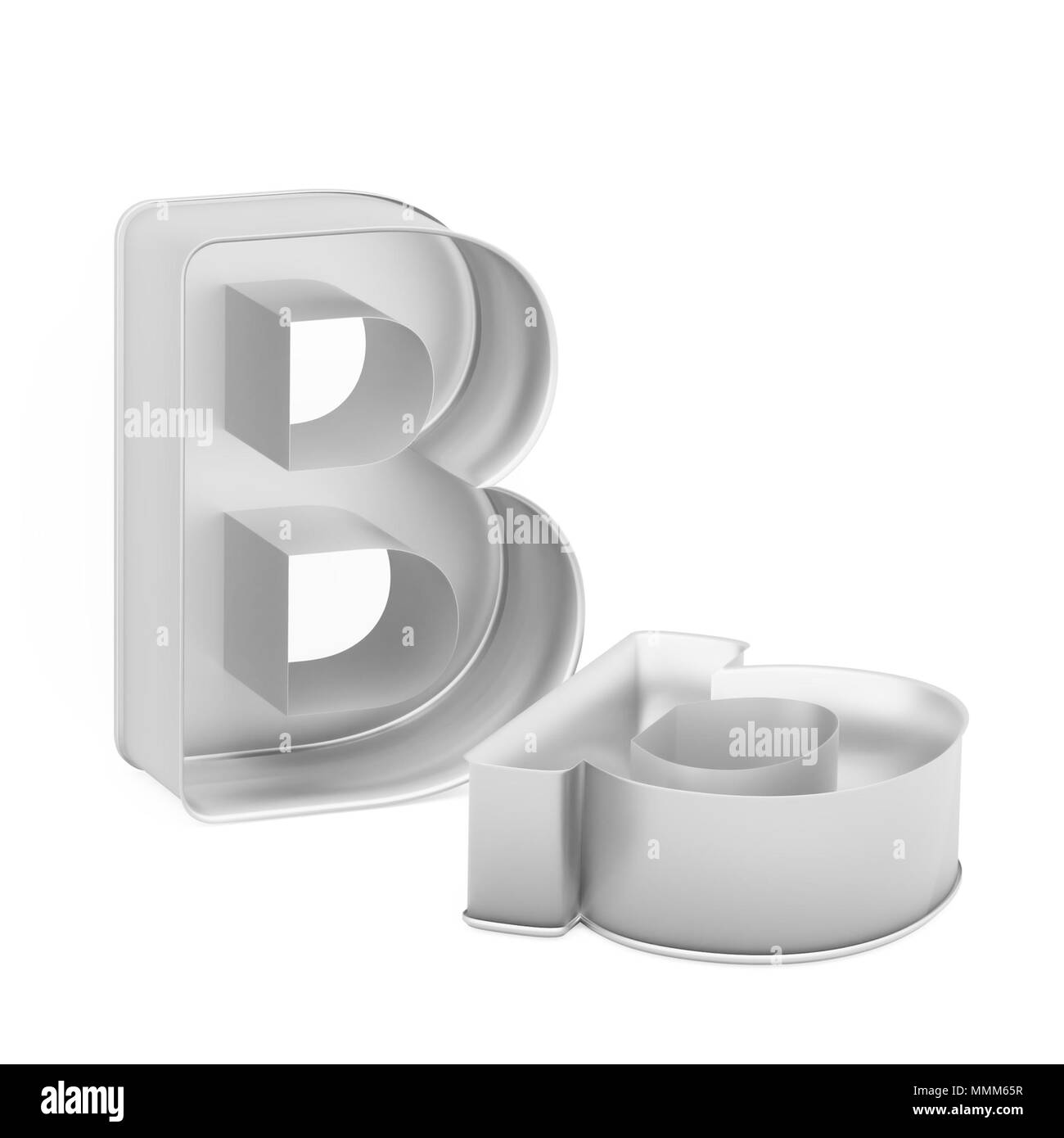 Moule à gâteau de cuisson métal emporte-pièce ou série de lettres minuscules et de capital comme un sur fond blanc, l'image de la police en rendu 3D Banque D'Images