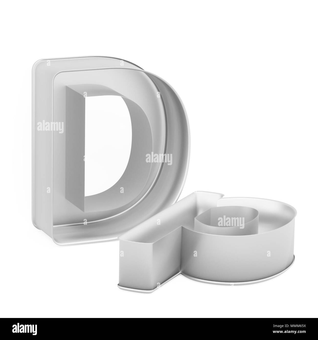 Moule à gâteau de cuisson métal emporte-pièce ou ensemble de capital et les minuscules comme des lettres d sur fond blanc, l'image de la police en rendu 3D Banque D'Images