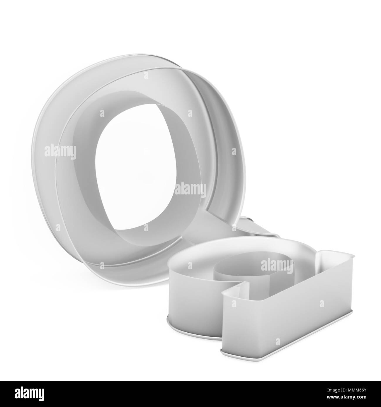 Moule à gâteau de cuisson métal emporte-pièce ou ensemble de capital et les minuscules comme des lettres Q sur fond blanc, l'image de la police en rendu 3D Banque D'Images
