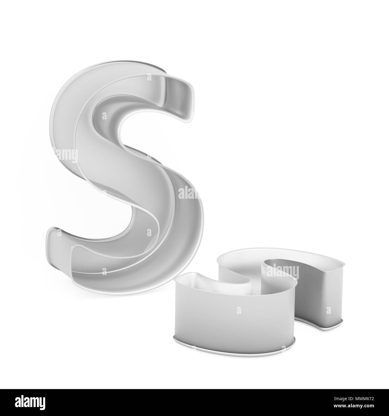 Moule à gâteau de cuisson métal emporte-pièce ou ensemble de capital et les minuscules comme des lettres S sur fond blanc, l'image de la police en rendu 3D Banque D'Images