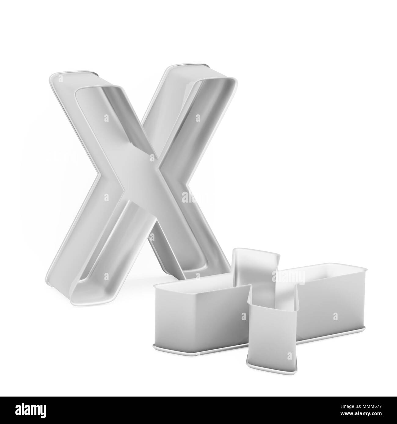 Moule à gâteau de cuisson métal emporte-pièce ou ensemble de capital et les minuscules comme des lettres X sur fond blanc, l'image de la police en rendu 3D Banque D'Images