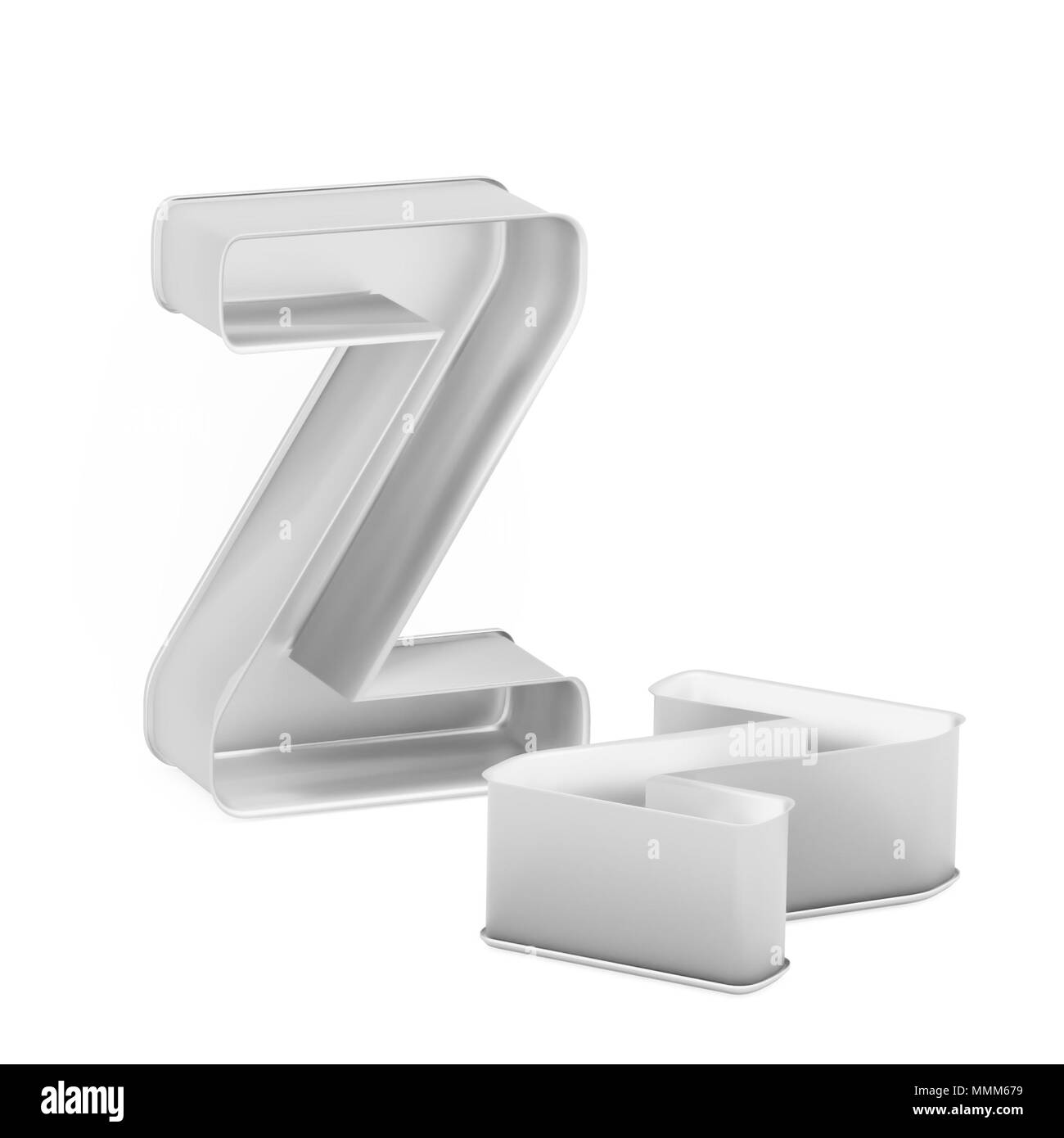 Moule à gâteau de cuisson métal emporte-pièce ou ensemble de capital et les minuscules comme des lettres Z sur fond blanc, l'image de la police en rendu 3D Banque D'Images
