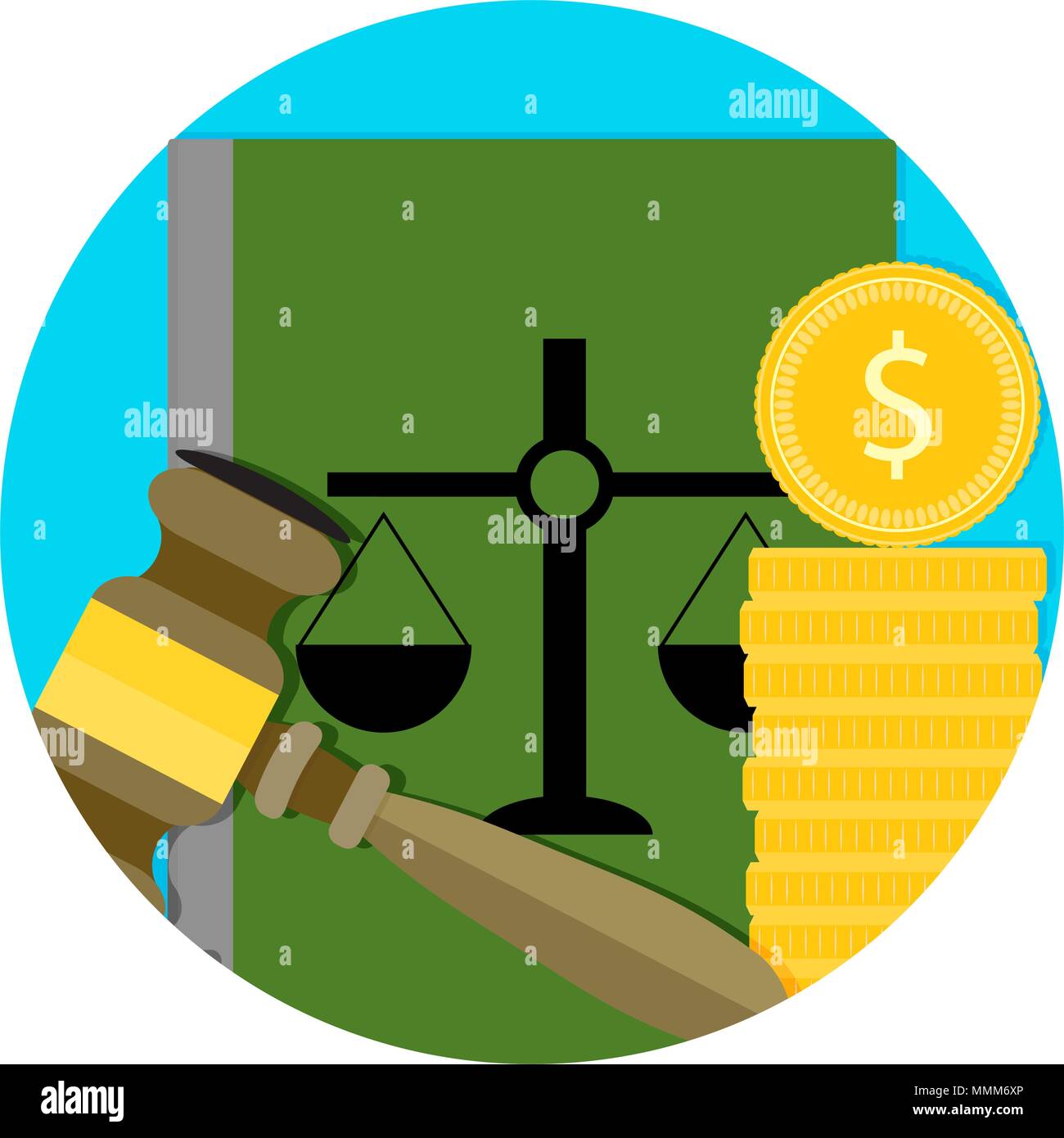Frais de consultation juridique. Pot-de jugement, de monnaie pour acheter. Vector illustration Illustration de Vecteur