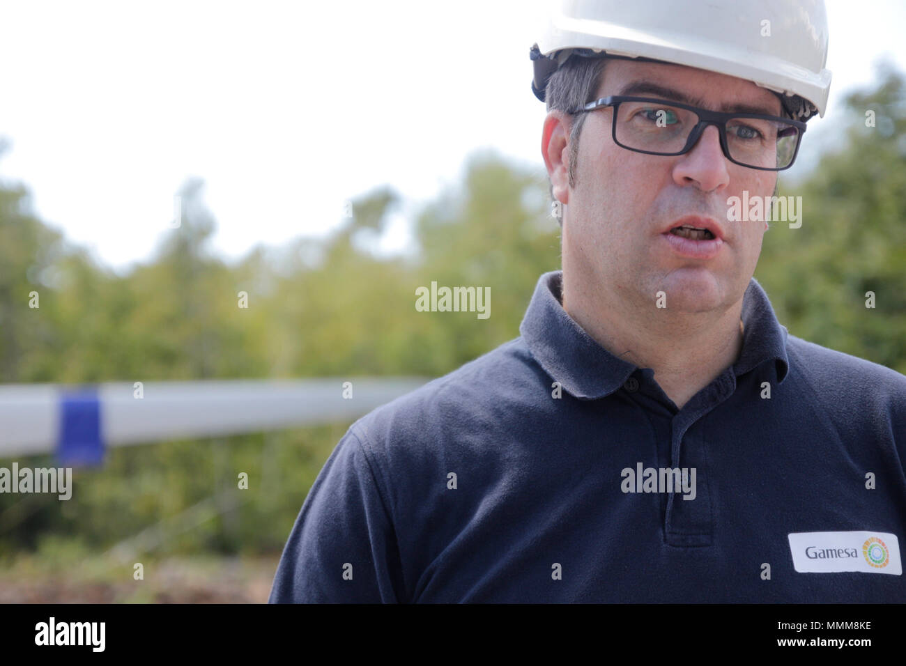 La première centrale éolienne du pays, à Bras-d'eau. Il a ainsi annoncé la mise en opération de plusieurs fermes photovoltaïques. Banque D'Images