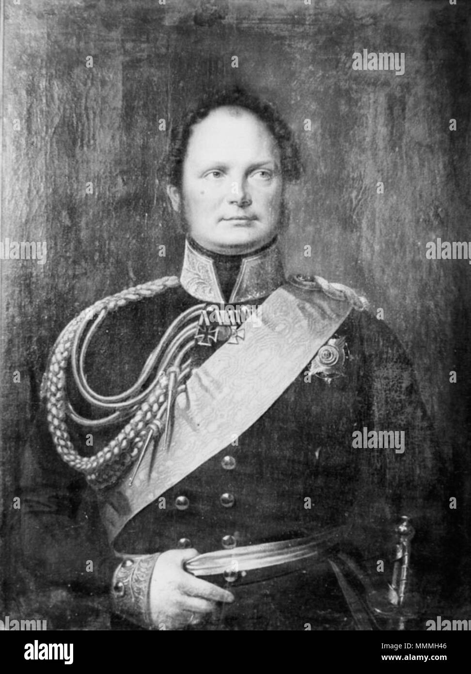 . Anglais : Peinture de Frédéric-Guillaume IV de Prusse au Palais Iolani. Présenté à Kamehameha III en 1847, arrivant dans les îles pour 1848. Accrochée dans la salle à manger d'état d'Iolani Palace pendant le règne du Roi Kalakaua. [1] . circa 1847. Frédéric-guillaume IV, la peinture au Palais Iolani (PP-11-3-019) Banque D'Images