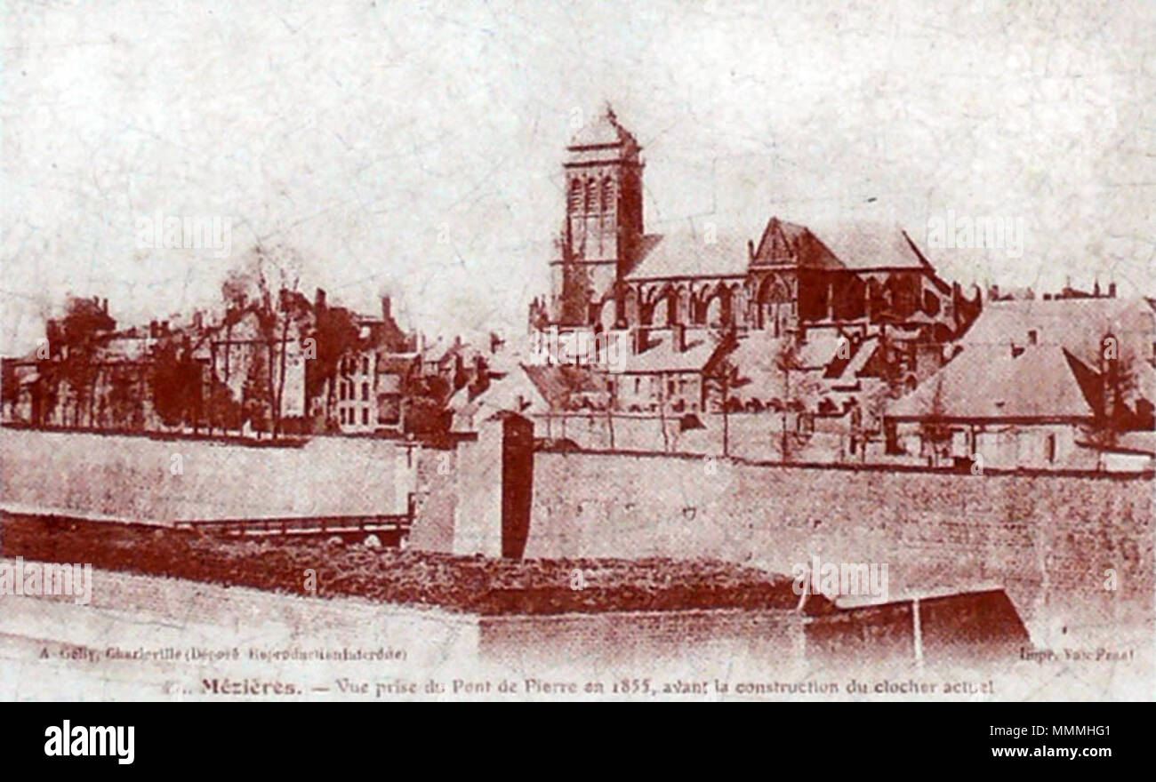 . Français : carte postale de Charleville-Mézières . . 1855. Inconnu 74 Basilique 1855 Banque D'Images