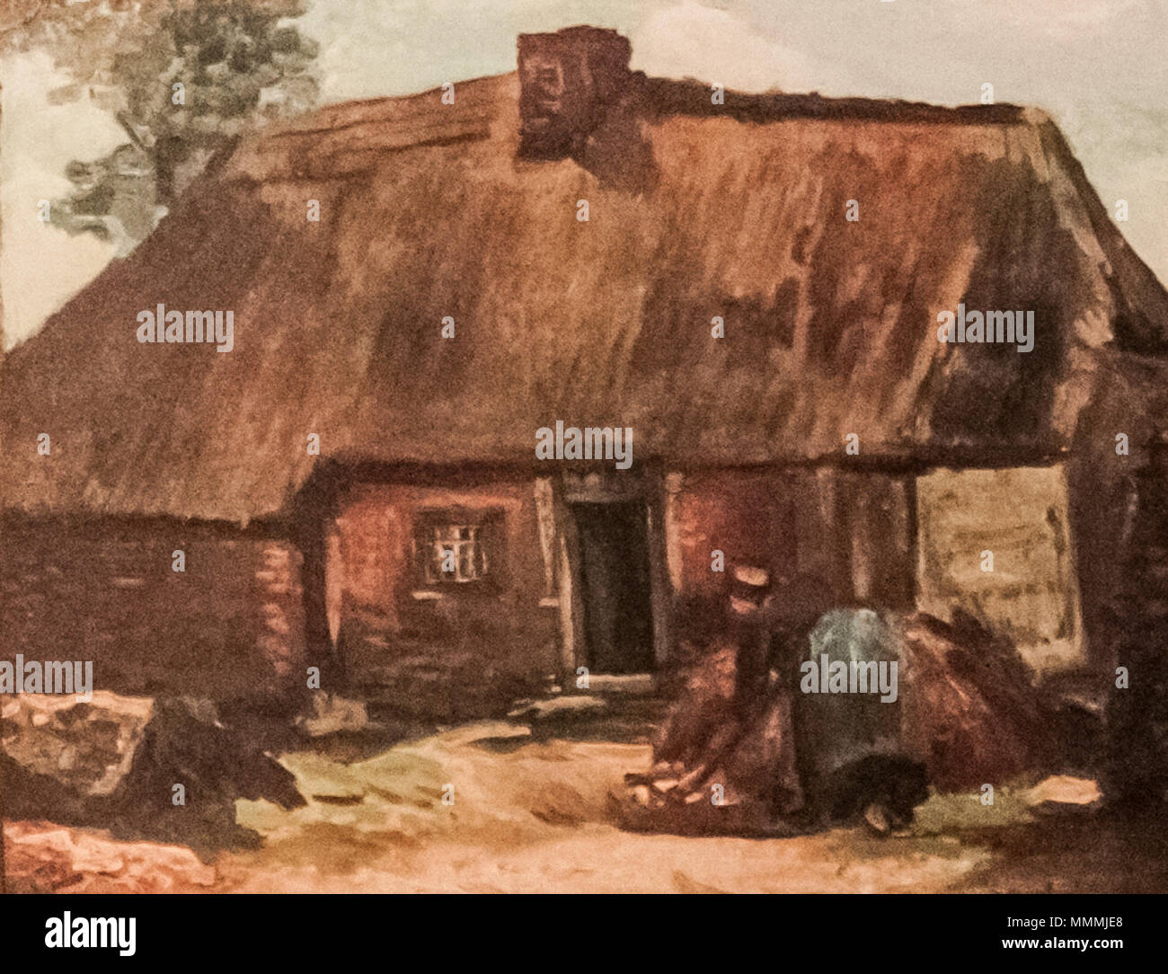 Ásó asszonnyal Parasztház Magyar : français : Maison paysanne avec creuser Deutsch : Bauernhaus mit Bäuerin umgrabender . Nuenen, juin 1885. Cottage avec Paysanne Creuser - Mon Rêve Banque D'Images