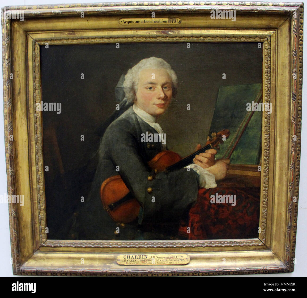 . Anglais : peintures de Chardin au Louvre . 3 décembre 2013, 16:27:40. Sailko Chardin, giovane uomo con alto, 1734-35 Banque D'Images