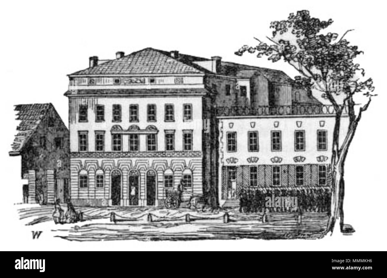 . English : 'Le nouveau théâtre" à Stockholm Svenska : 'Nya teatern' i Stockholm . 1850. Nils Personne (texte), Inconnu (image) 235-Nya teatern 1850 Banque D'Images