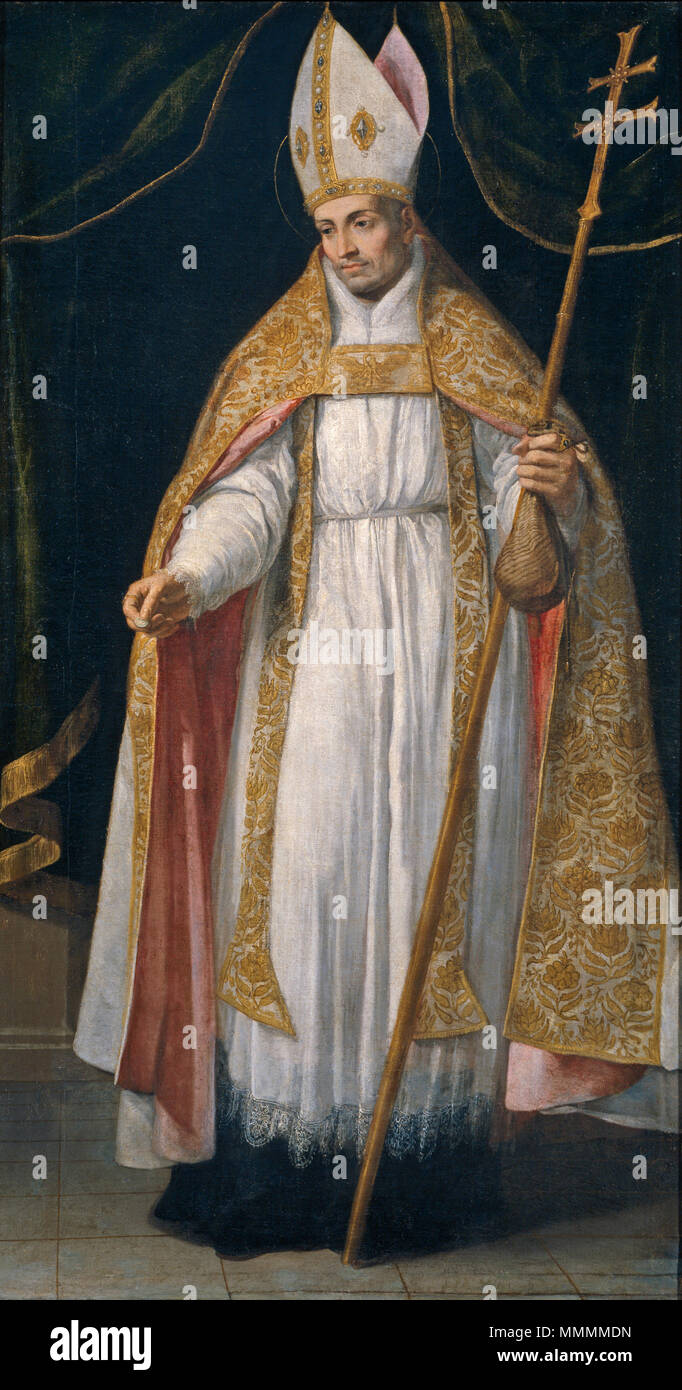 . Español : La obra représen al prelado y religioso agustino español Santo Tomás de Villanueva (1488-1555), que llegó a ser arzobispo de Valencia. Santo Tomás de Villanueva. 17e siècle. Camilo-Santo Tomás de Villanueva-prado Banque D'Images