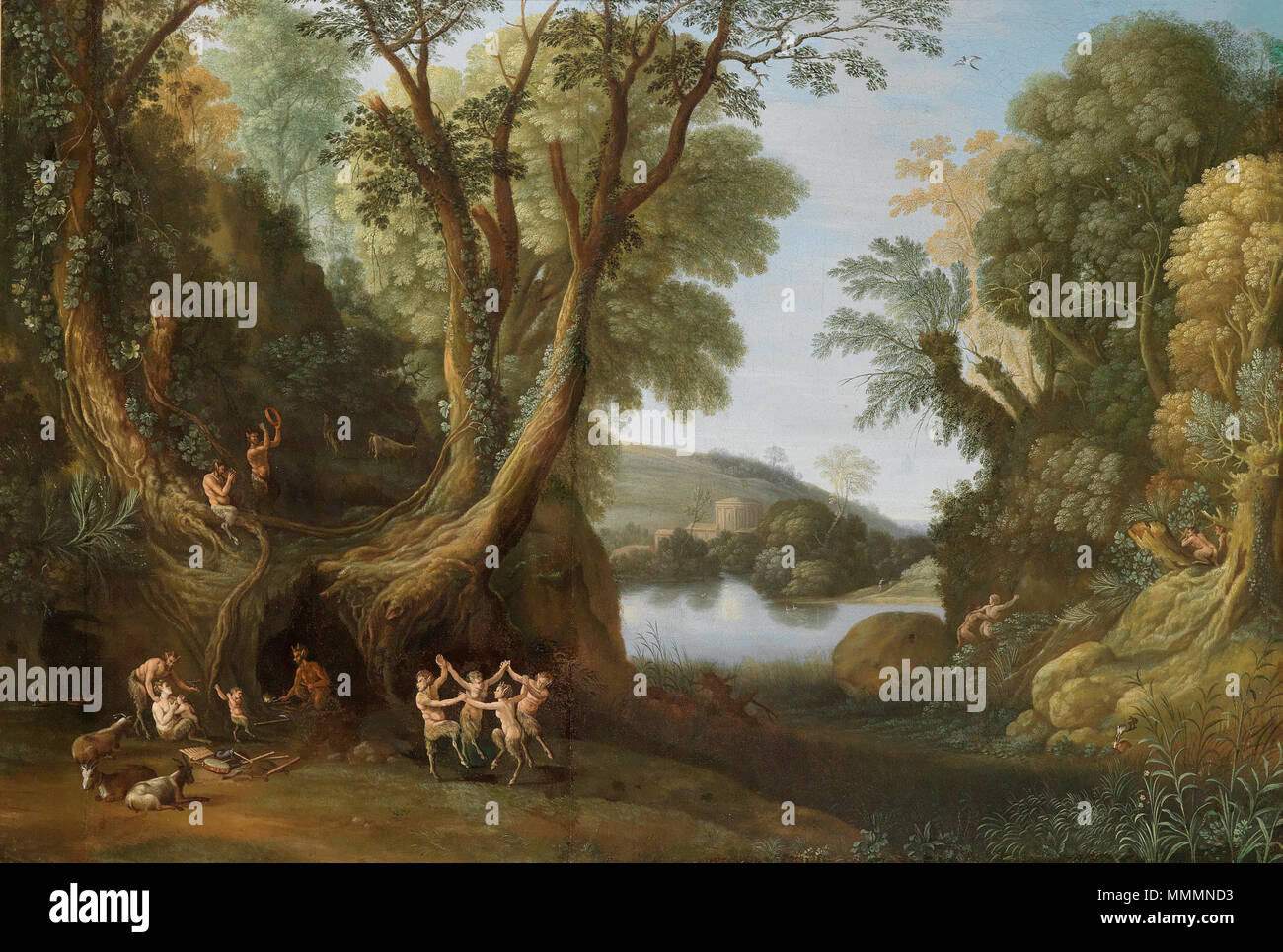 Faunes dans un paysage boisé. Après 1620. Paul Bril - faunes dans un paysage boisé Banque D'Images