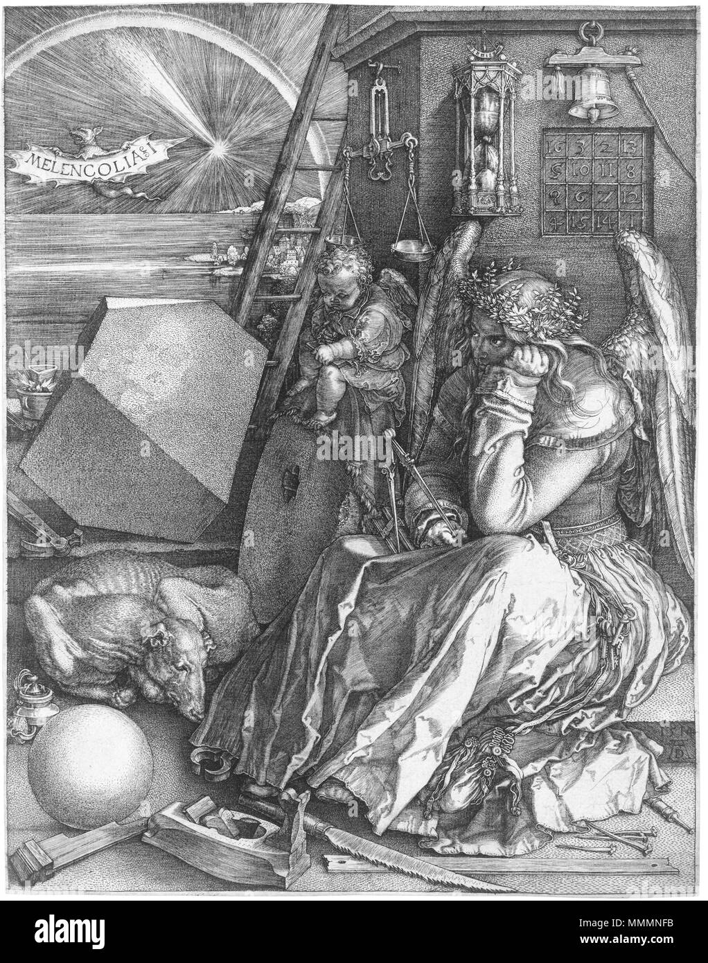 Melencolia I Melencolia I (B. 74 ; M., Holl. 75) *gravure * 24 x 18,8 cm *1514 Dürer Melancholia I Banque D'Images