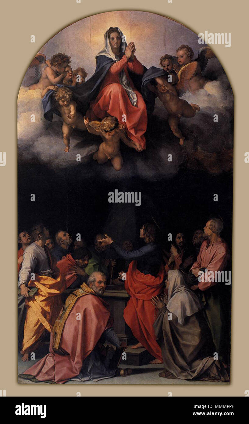 Anglais : Assomption de la Vierge . Entre 1526 et 1529. Andrea del Sarto - Assomption de la Vierge - WGA00400 Banque D'Images