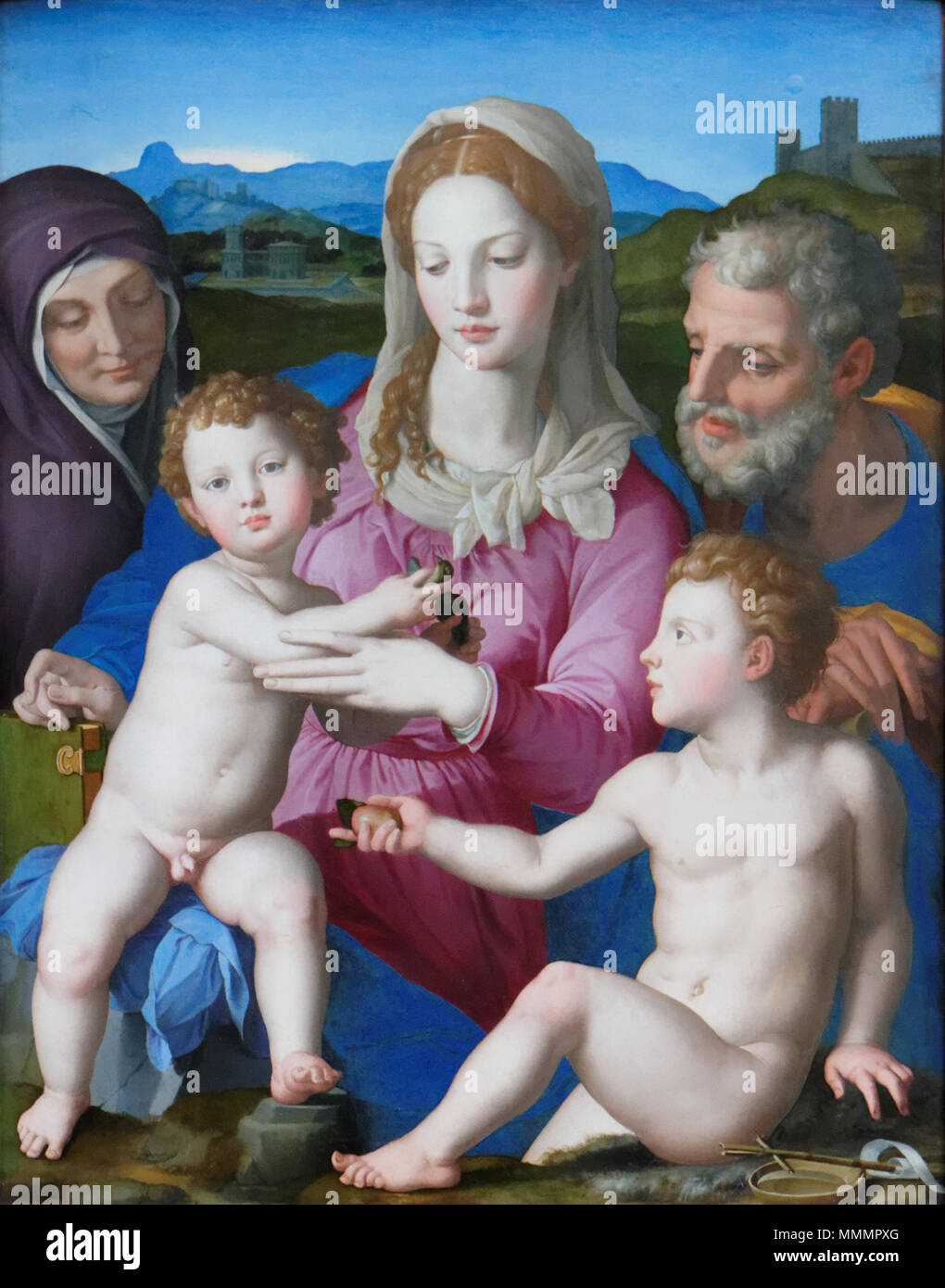 Bronzino - La Sainte Famille avec sainte Anne et le petit saint Jean-Baptiste 02 Banque D'Images Bronzino - La Sainte Famille avec sainte Anne et le petit saint Jean-Baptiste 02 Banque D'Images