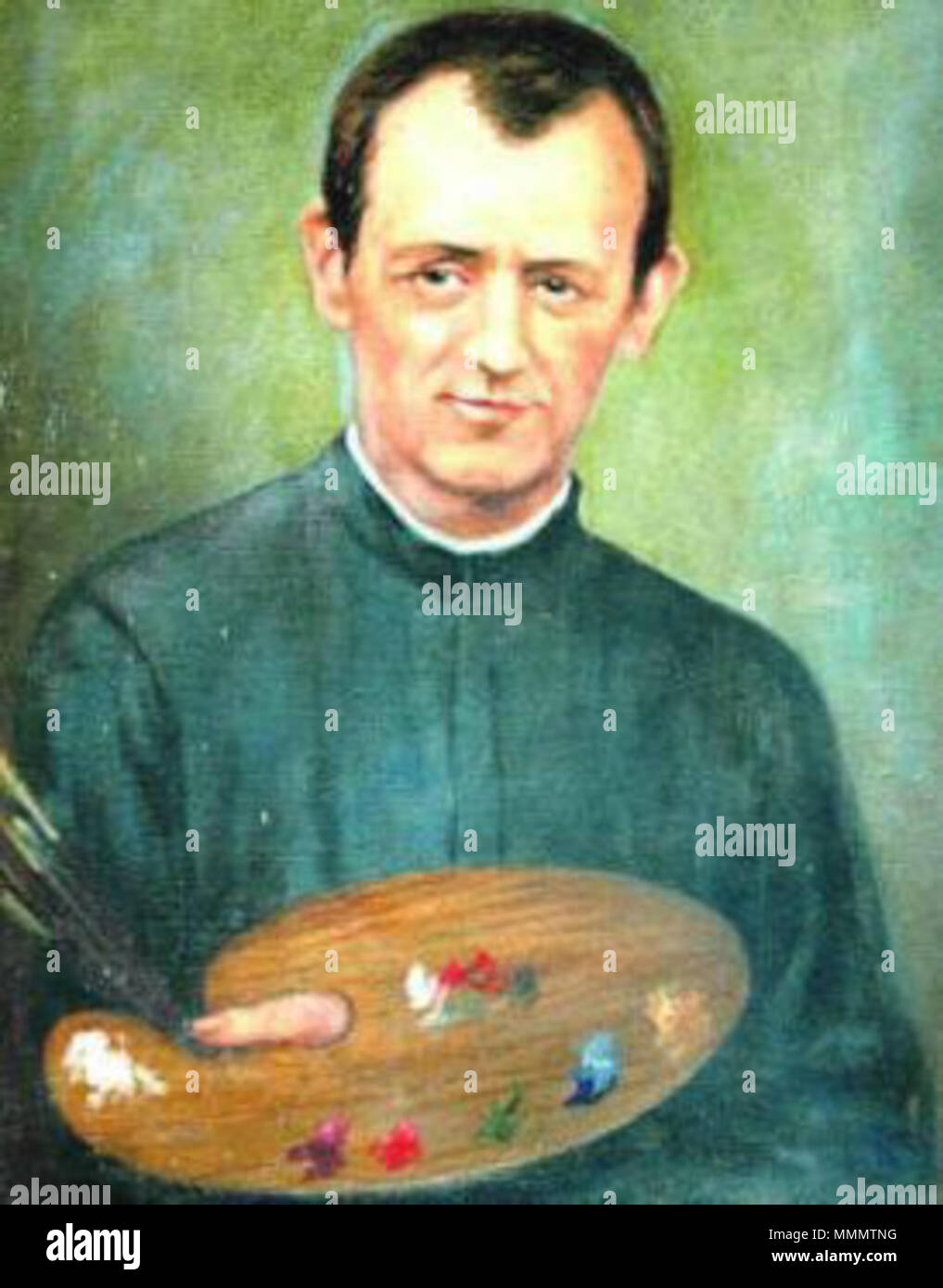 . Auto-portrait de Antonio Moscheni (1854-1905), Jésuite italien et peintre baroque tardif, surtout connu pour la décoration de l'église de la St Aloysius College à Mangalore, Inde. . Date inconnue, avant 1905. Antonio Antonio Moscheni Moscheni 52 Banque D'Images