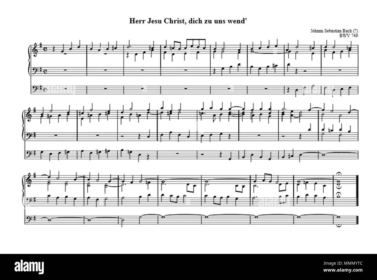 . Deutsch : Johann Sebastian Bach, BWV 749, "Herr Jesu Christ, dich zu uns wend'. Bach BWV 749 67 Banque D'Images