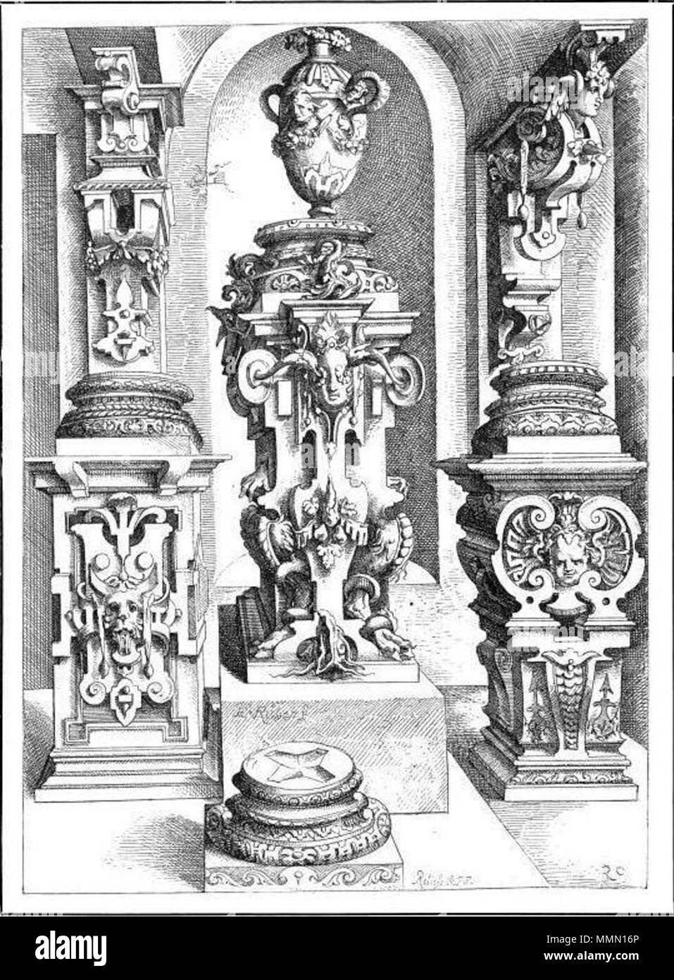 73 Bases, consoles, piédestaux (Dietterlin, pl. 137) Banque D'Images