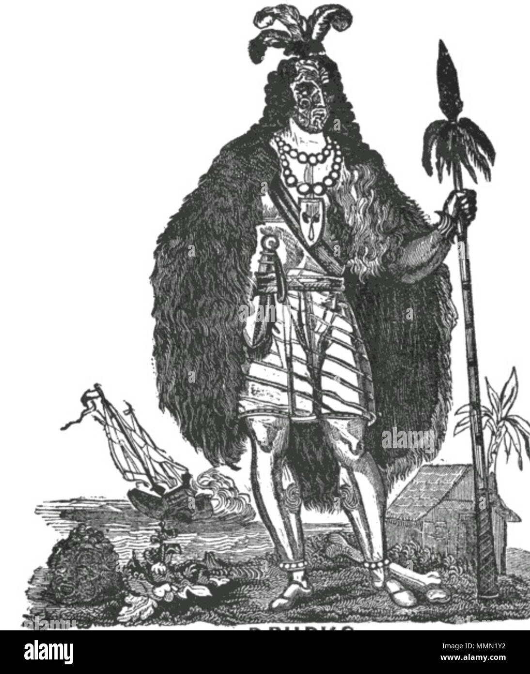 . Barnet Burns - le premier Européen à avoir un tatouage Maori . 1844. dans un livre 'New Zealand Chef' par Barnett Burns 77 bburns comme chef Banque D'Images