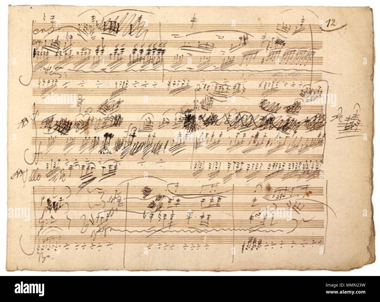 . Autographe de trio pour piano opus 70 par L.v. Circa 1810 Beethoven .. Ludwig von Beethoven 78 BeethovenGhostManuscript Banque D'Images