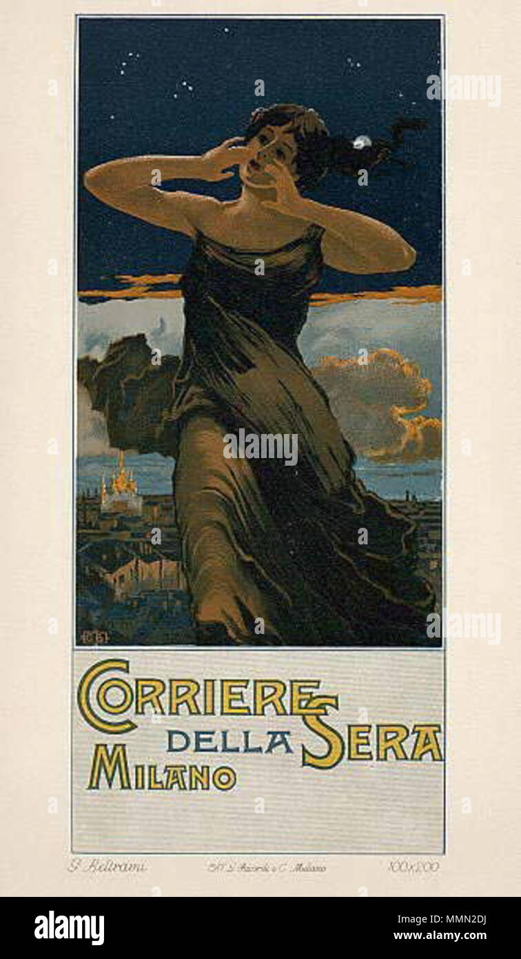 . Nederlands : Affiche : Corriere della Sera. 110 x 200 cm. G. Ricordi Milano. . Giovanni Beltrami (1860-1926) 79 Beltrami corriere Banque D'Images