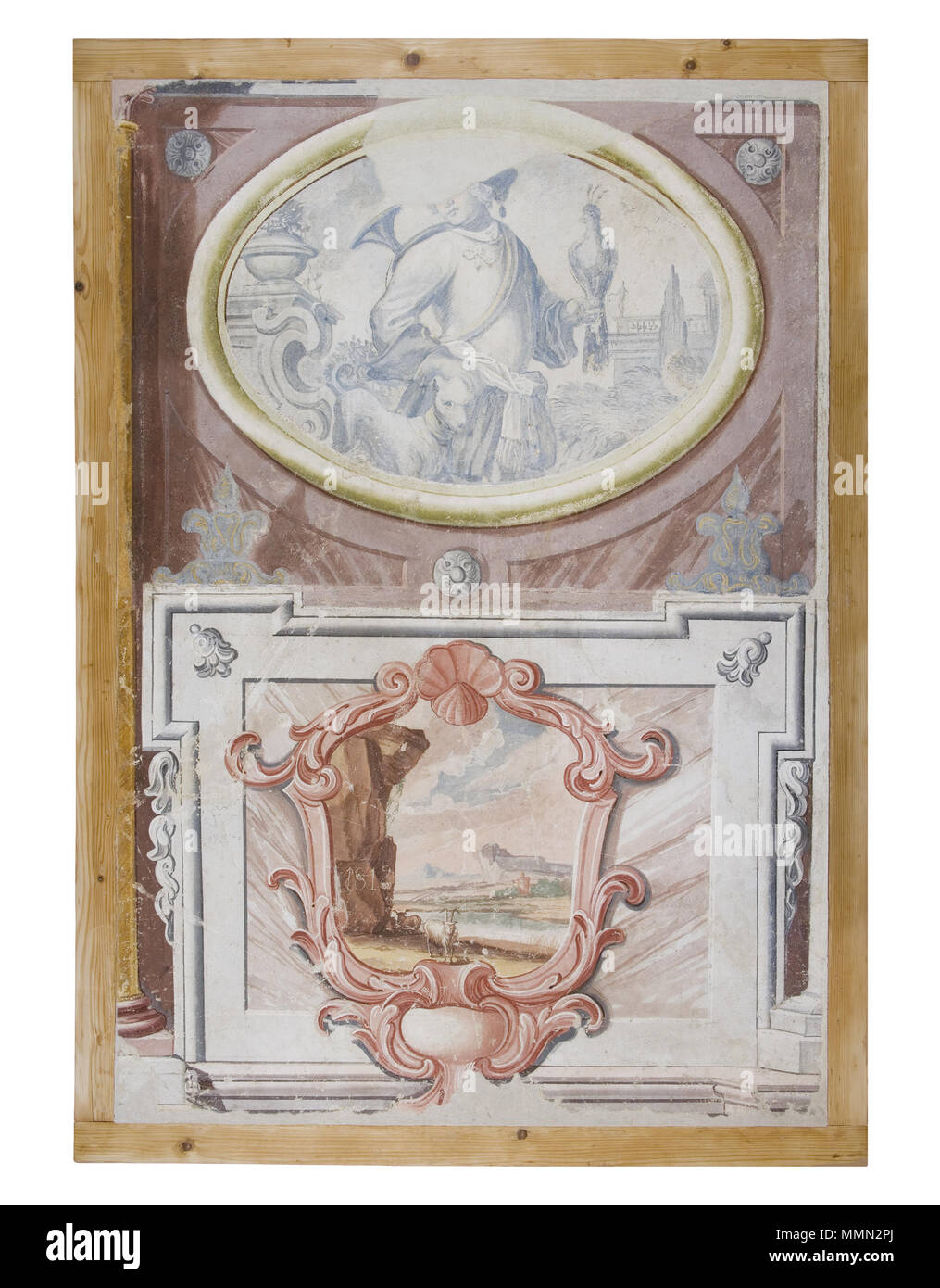 - Mladenič Jelovšek Franc z rogom sokolom pejsažem,, Banque D'Images