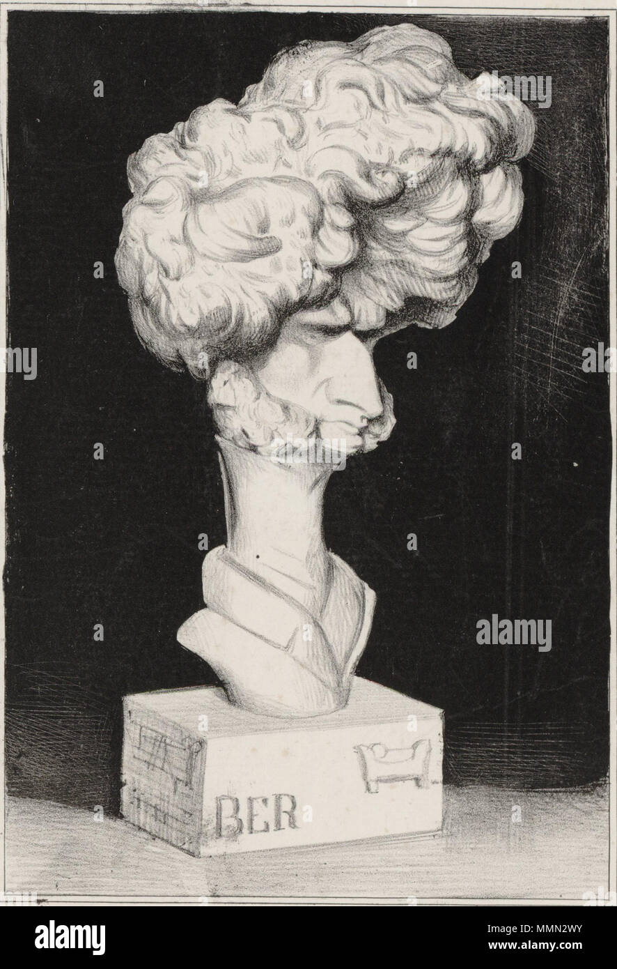 Anglais : Hector Berlioz par Charles Ramelet (1805-1851) après un buste par  Jean-Pierre Dantan (1800-