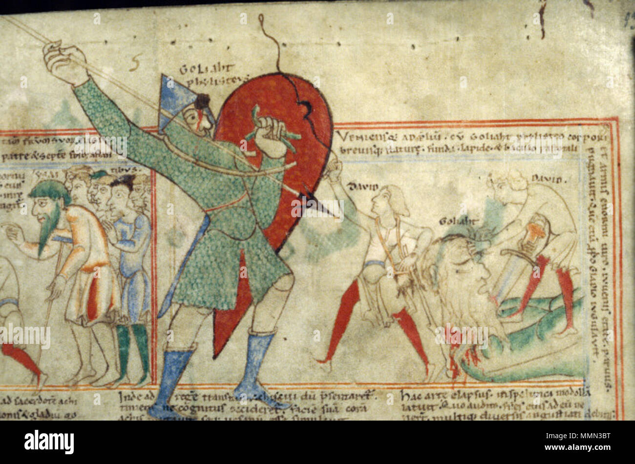 . Bible d'Étienne Harding, détail : David et Goliath . 12e siècle. Inconnu 83 Bible Etienne Harding 14-13 David contre Goliath Banque D'Images
