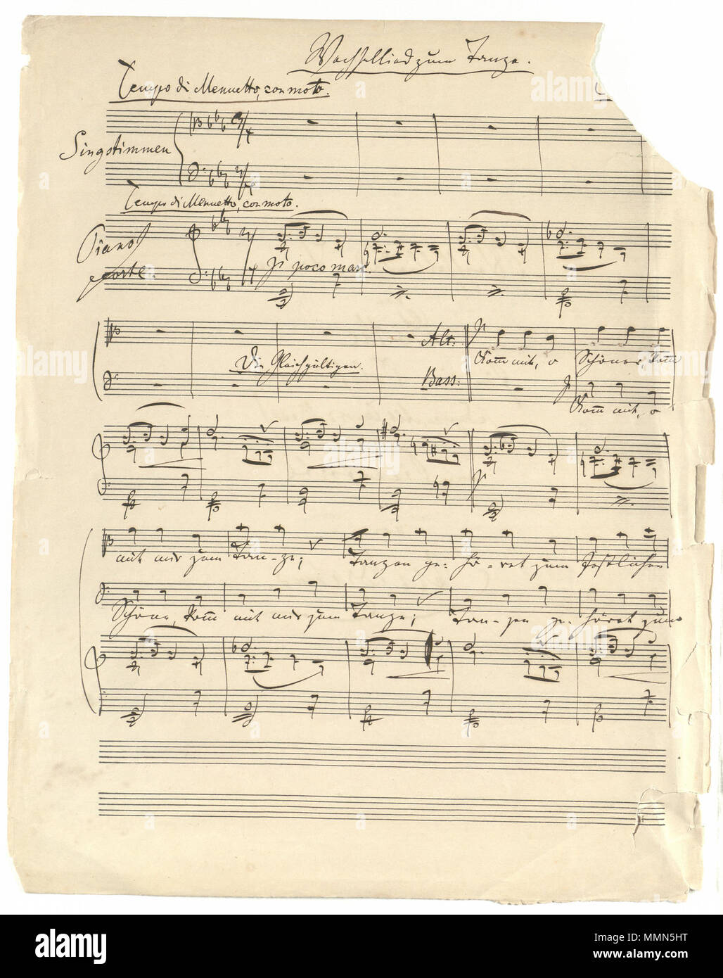 . Anglais : Manuscrit (Fragment) de Johannes Brahms : Wechsellied zum Tanze (op. 31, 1), trouvés dans la succession de w:deTheodor Avé-Lallemant, depuis 2010 dans la Staats- und Universitätsbibliothek circa 1864 Hambourg .. Johannes Brahms brahms-op.-311 96 Banque D'Images