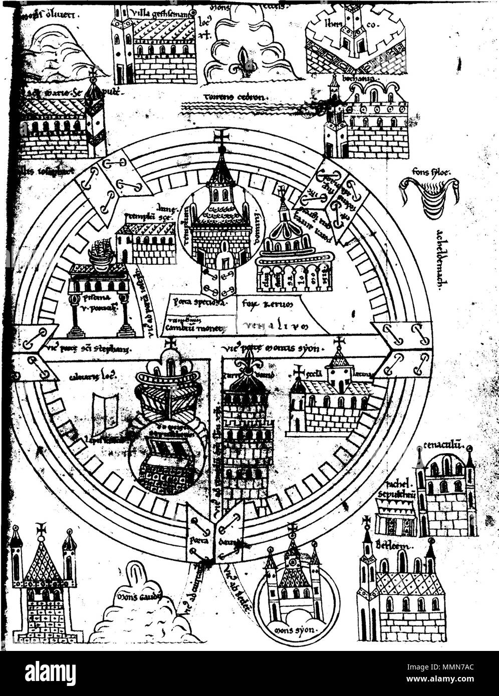 . English : 'La carte de Bruxelles' de crusader Jérusalem 102 Carte de Bruxelles Banque D'Images