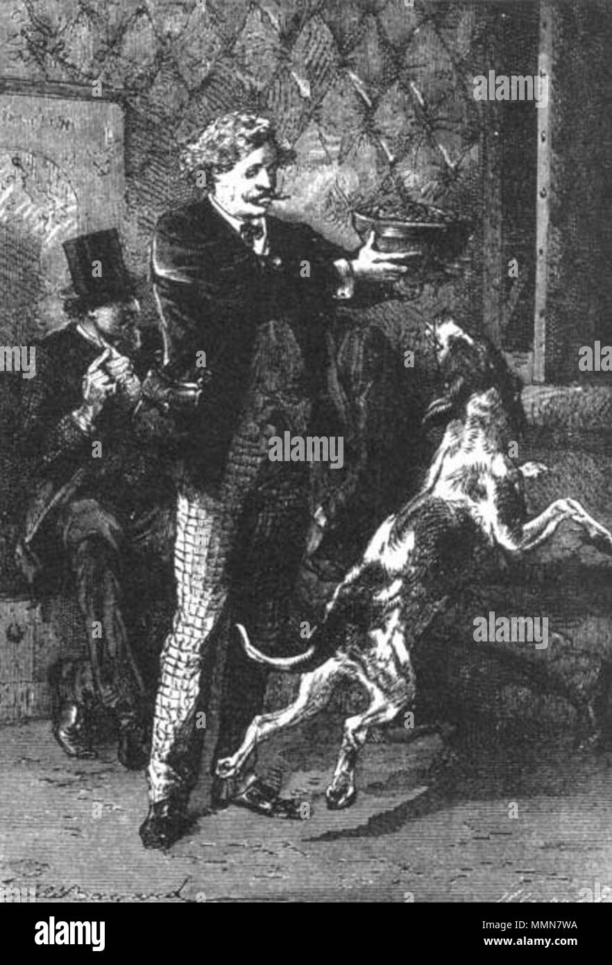. Anglais : Une illustration de 'le roman de Jules Verne autour de la Lune' dessiné par Émile-Antoine Bayard et Alphonse de Neuville. Polski : Ilustracja powieści Gen. Sikorskiego 12 Verne'a 'Wokół' Księżyca autorstwa Bayarda Émile-Antoine j/lub Alphonse de Neuville. English : 'Autour de la Lune', Émile-Antoine Bayard et Alphonse de Neuville. Ce fichier a été téléchargé avec Commonist. Description originale : français : Une respectable pâtée. . 16 septembre 1872. dessiné par Émile Bayard (1837-1891) et Alphonse de Neuville (1835-1885) Gravure : Henri Théophile Hildibrand (1824-1897) Noms alternatifs Henri Theop Banque D'Images