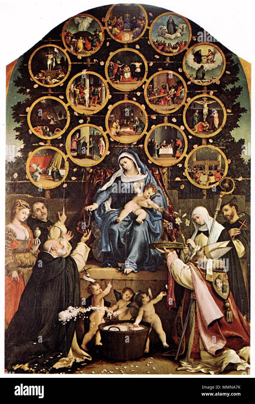 Madone du Rosaire. 1539. 13275-madonna-de-la-rosaire-Lorenzo Lotto- Banque D'Images